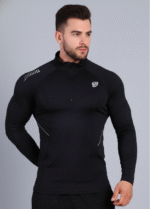Unisex Zip Pullover Black - Image 4